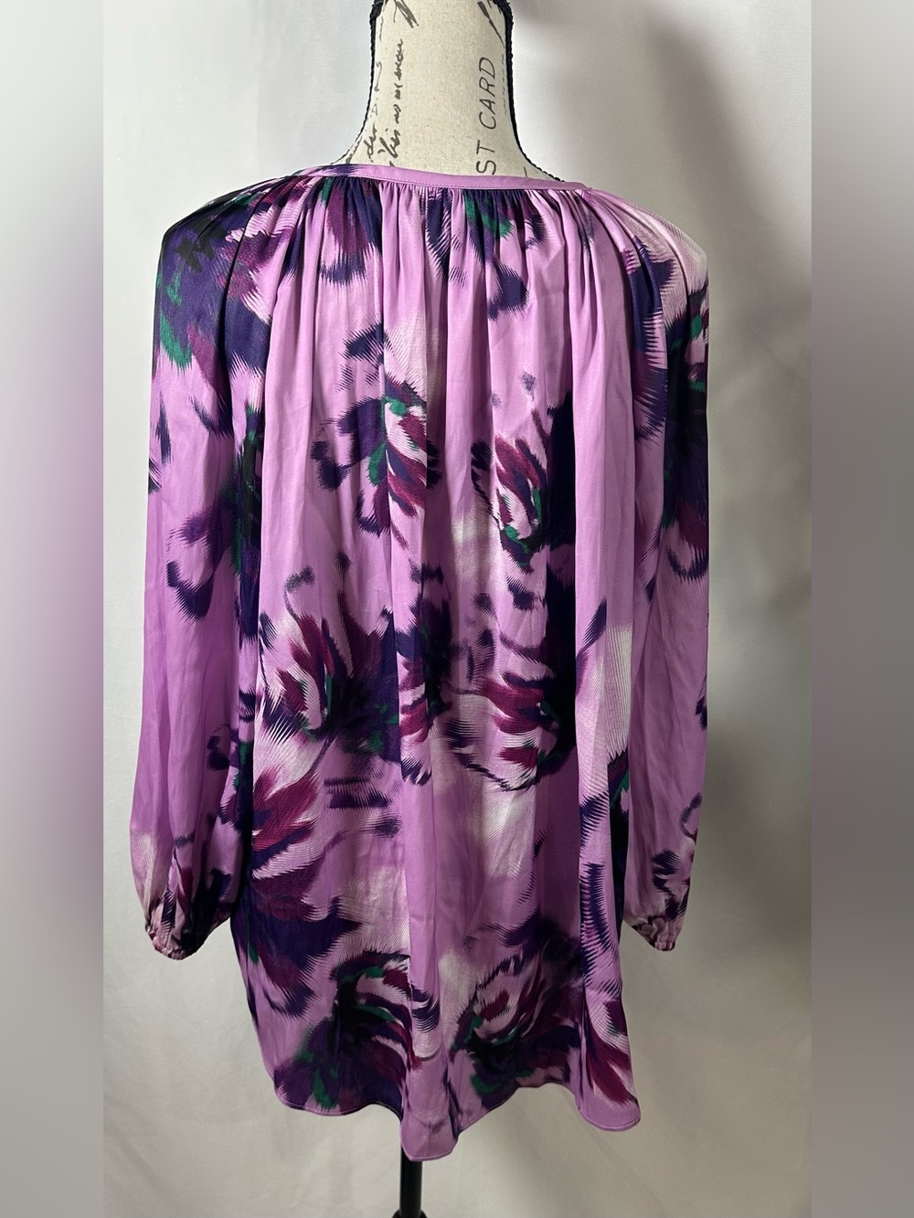 Jennifer Lopez Lavender Floral Tie-Neck Peasant Blouse - Picture 5 of 10